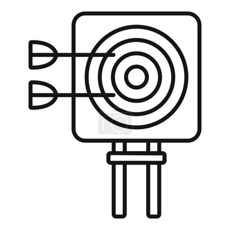 Ilustración vectorial minimalista de un objetivo de tiro con arco con flechas, perfecto para iconos y elementos de diseño