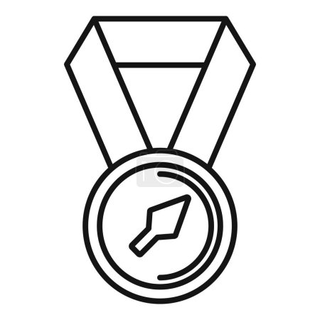 Schwarz-Weiß-Vektordarstellung einer Medaille mit Schleife, die Leistung oder Belohnung anzeigt