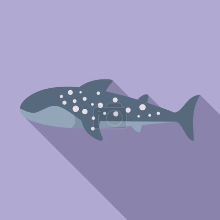 Téléchargez les illustrations : Graphique vectoriel minimaliste d'un requin baleine sur fond violet, adapté aux thèmes marins - en licence libre de droit