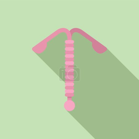 Minimalistische Vektorgrafik eines intrauterinen Geräts iud auf einem weichen grünen Hintergrund