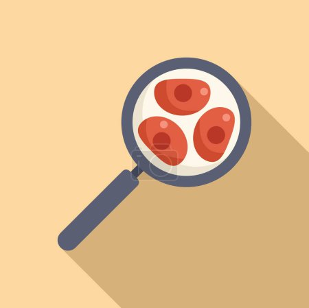 Illustration for Flat design vector of a magnifying glass focusing on red cells, ideal for medical themes - Royalty Free Image