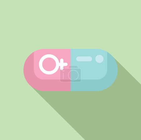 Illustration for Capsule pill icon split with female and male gender symbols promoting gender equality - Royalty Free Image