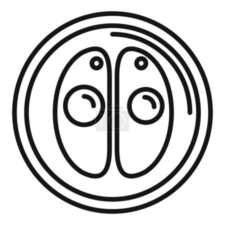 Minimalist black and white line drawing of a yin yang symbol