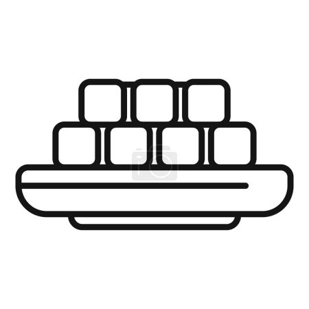 Black and white vector illustration of a stylized container ship in line art style