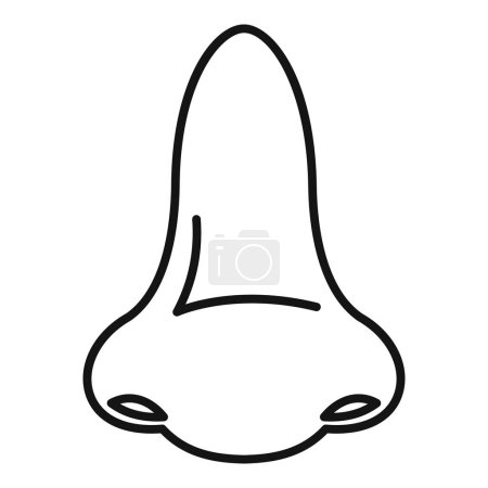 Simple cartoon nose illustration in black line drawing style on a white isolated background, perfect for kid educational materials and medical health resources