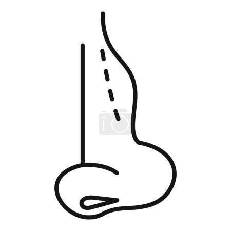 Minimalista dibujo en blanco y negro de una nariz humana, aislado sobre un fondo blanco