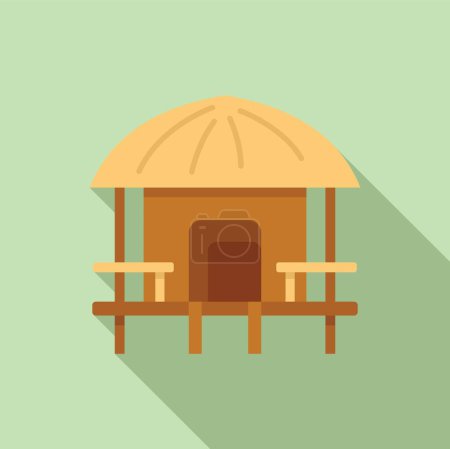 Conception graphique d'une simple cabane africaine avec toit de chaume et porche, dans un style vectoriel plat