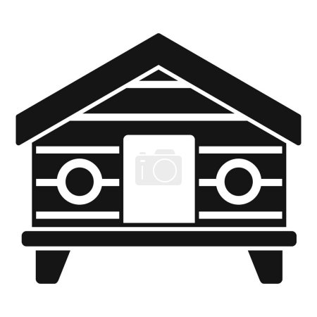 Black and white icon of a small cabin, suitable for various design purposes