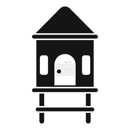 Minimalistisches flaches Design Strand Rettungswache Turm Symbol Silhouette Vektor Illustration für Küstensicherheit und Sicherheit in schwarz-weiß isolierte Struktur
