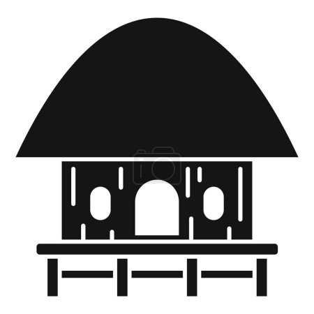 Vektorillustration einer minimalistischen Ikone traditioneller afrikanischer Hütten mit Strohdach, die das kulturelle Erbe und die indigene Architektur des ländlichen Dorfes repräsentiert