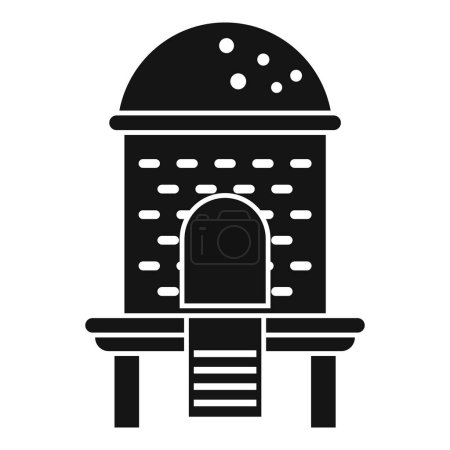 Simplistic illustration of an observatory depicted in black and white, suitable for astronomy themes