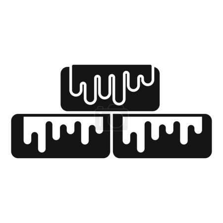 Vektor-Illustration von schwarz-weiß schmelzenden Eiswürfelsymbolen mit flüssigem Wassertropfen im trendigen minimalistischen Design, die Klimawandel und Umweltschutz symbolisieren