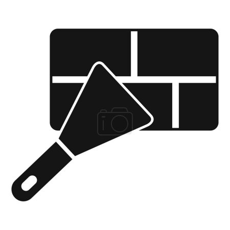 Simple and clean black and white spatula and pan icon graphic illustration for cooking and food preparation in the kitchen