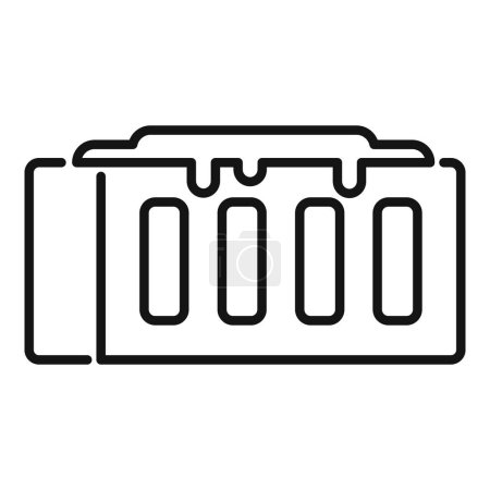 Illustration vectorielle minimaliste du contour de l'icône de la batterie en noir et blanc, représentant un faible niveau d'énergie de charge et une indication de symbole, parfaite pour la technologie numérique et les concepts de conception écologique