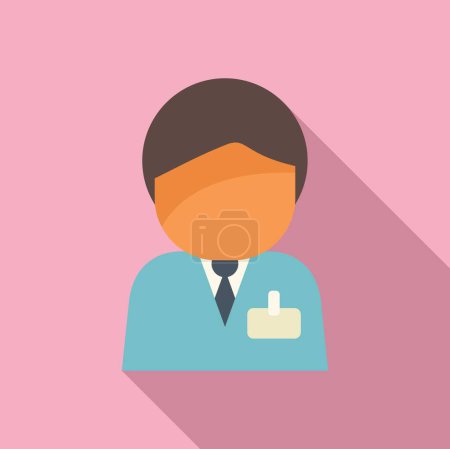 Flat design icon of a professional in a suit with a protective face mask