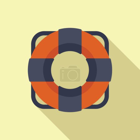 Illustration for Flat design vector icon of a lifebuoy on a beige background, depicting safety and rescue - Royalty Free Image