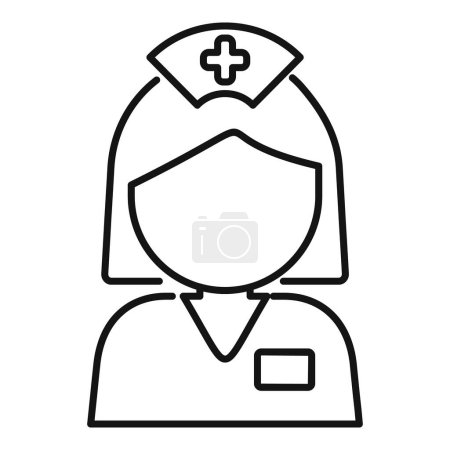 Einfache und minimalistische Avatarzeilenzeichnung für das Gesundheitswesen und die medizinische Versorgung mit einer weiblichen Mitarbeiterin in Uniform