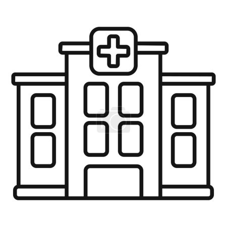 Simplistic black and white line drawing of a hospital structure, perfect for medical themes