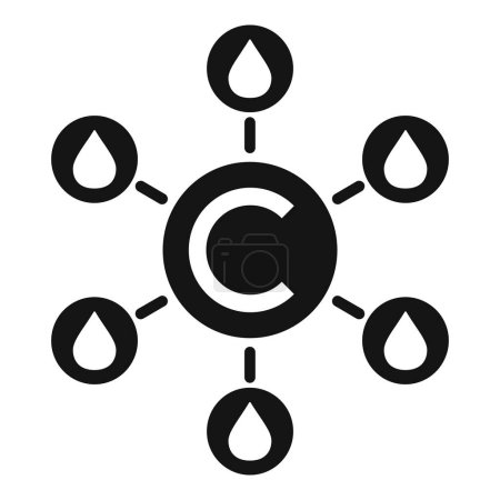 Simplified black and white icon illustrating the water cycle concept with drops and arrows
