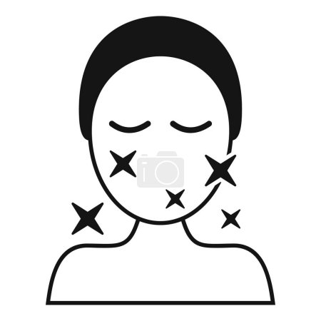 Icono de vector plano de una persona con los ojos cerrados que muestra síntomas de alergia en la piel