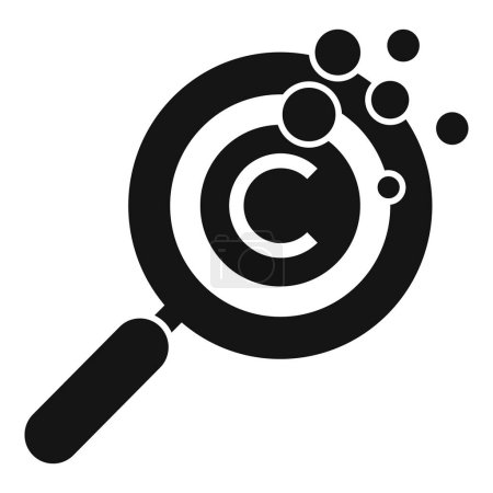 Schwarz-weißes Vektorsymbol, das eine Lupe zeigt, die ein Urheberrechtssymbol untersucht