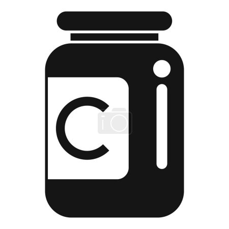Schwarz-weiße grafische Ikone eines Vitamin-C-Ergänzungsglases