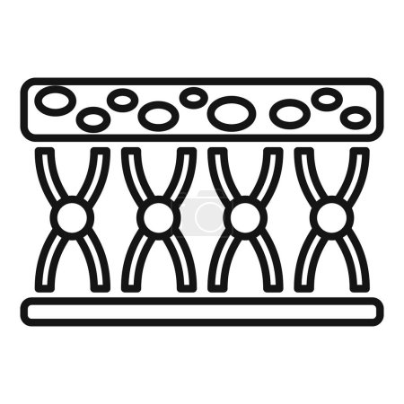 Black and white dna gel electrophoresis icon with line art. Molecular biology. Genetic testing. Laboratory equipment. Vector. Research. Science. Biotechnology. Analysis. Medical. Illustration