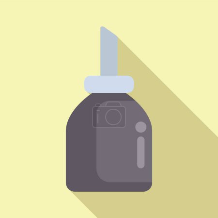 Simplistic flat design icon featuring a nasal spray bottle with a shadow effect on a yellow background