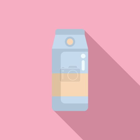 Modern vector graphic of a milk carton on a pink background, in a minimalist style