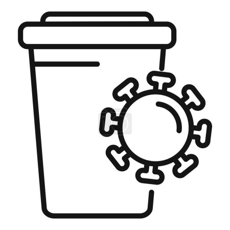 Téléchargez les illustrations : Illustration schématique d'une tasse à café à emporter avec un symbole de virus, représentant des problèmes de santé - en licence libre de droit