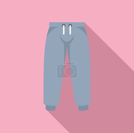 Illustration for Flat design vector image depicting a pair of stylish blue sweatpants against a pastel pink backdrop - Royalty Free Image