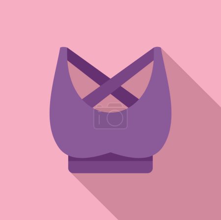 Ilustración vectorial de un elegante icono de sujetador deportivo púrpura, aislado sobre un telón de fondo rosa suave