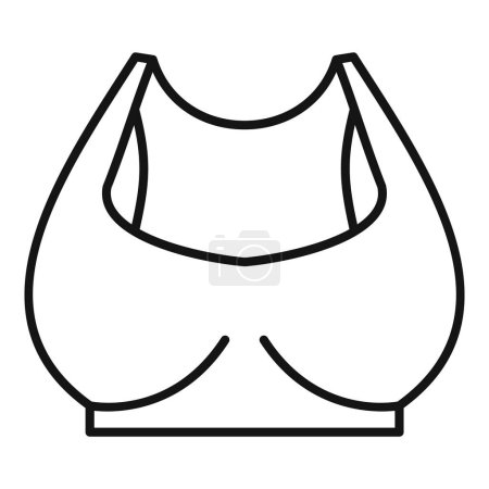 Black and white vector line art illustration of a simple sports bra design