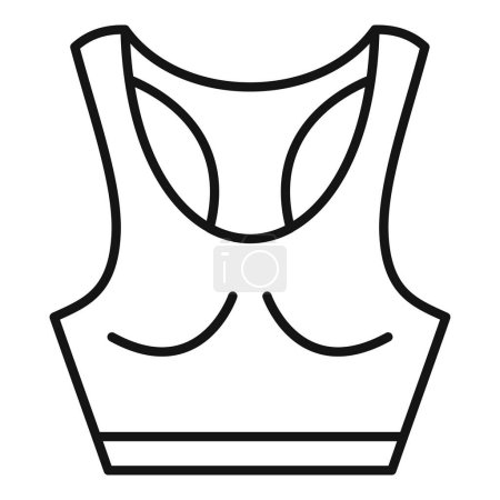 Minimalist black and white line art of a woman sports bra on a plain background
