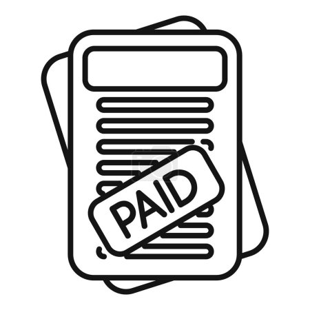 Illustration of a paid invoice icon with a stamped document concept, representing completed payment, financial transaction, and confirmation in business, accounting, and finance