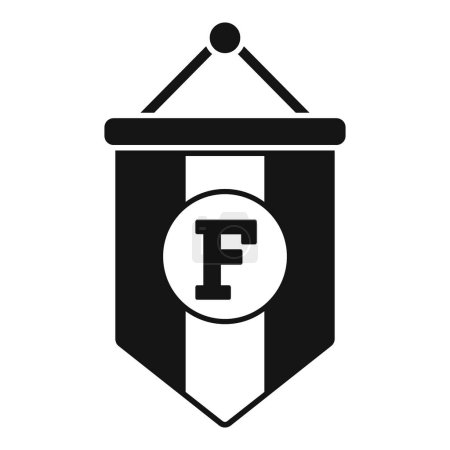 Illustration vectorielle d'un drapeau fanion noir et blanc avec la lettre f, adapté aux logos ou à la décoration