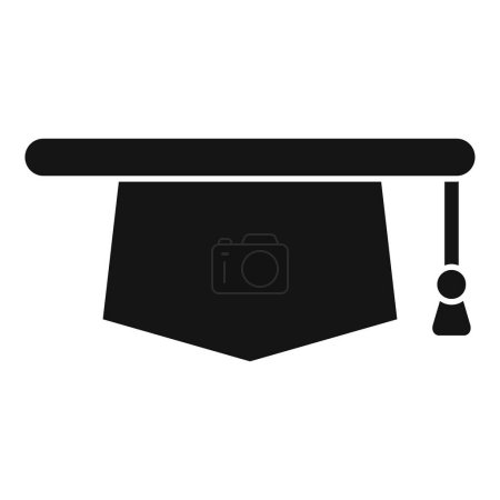 Minimalist black graduation cap icon silhouette. Symbol of academic achievement and success in education. Isolated on white background vector illustration for university. College