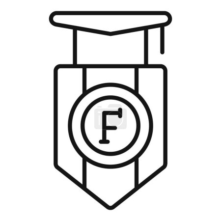 Vektorillustration einer Graduiertenmütze mit dem Buchstaben f, die akademisches Versagen oder schlechte Leistungen symbolisiert
