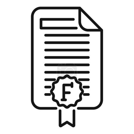 Unsuccessful academic test result icon illustration in simple black and white line art flat design vector, representing failure and poor performance in education and grading system