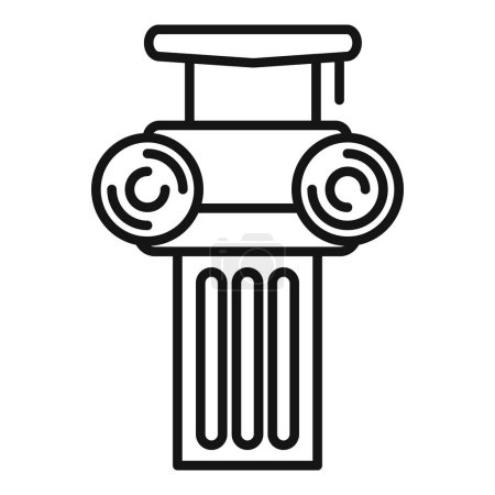 Illustration for Black and white line drawing of a classic greekstyle column, perfect for educational or architectural designs - Royalty Free Image