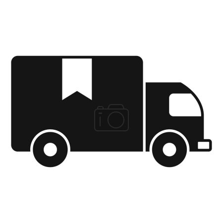 Simple black and white delivery truck icon for transportation, logistics, and shipping industry vector illustration