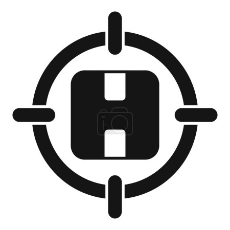 Illustration for Simplified icon of a helicopter landing zone in high contrast black and white - Royalty Free Image