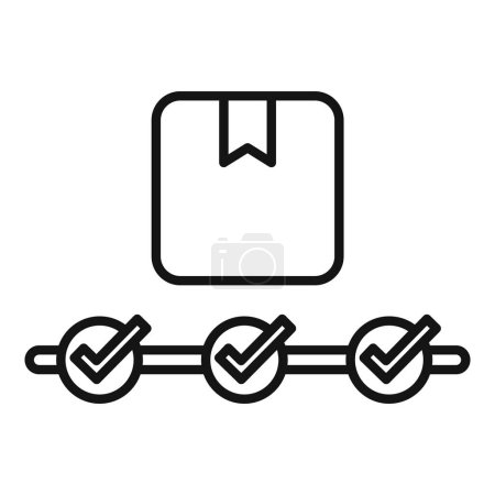 Linear vector illustration of a checklist icon with tick marks and a page bookmark