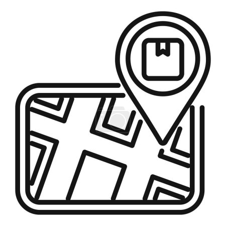 Einfacher Linien-Art-Vektor einer Karte mit einem Ziel-Pin-Symbol, perfekt für Navigationskonzepte
