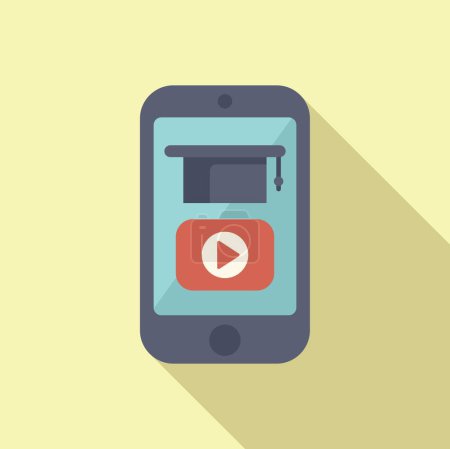 Illustration of a smartphone showing an online course icon, symbolizing mobile education