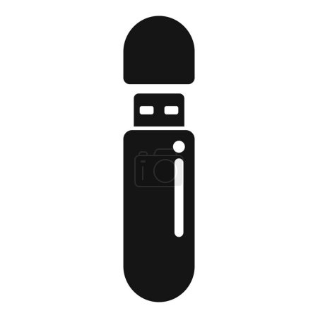 Téléchargez les illustrations : Usb flash drive icon vector illustration isolated on white background. Simple black and white pictogram design of a portable memory stick for data transfer and storage - en licence libre de droit