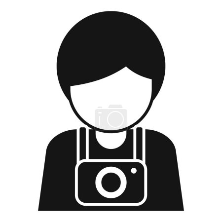 A black and white icon depicting a person with a camera