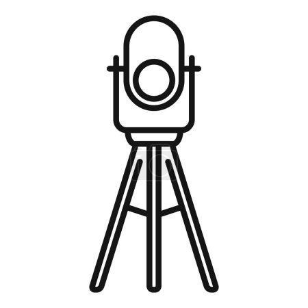 Black and white line art of a modern theodolite used for surveying and engineering