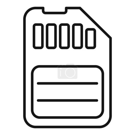 Ilustración vectorial de un icono de línea simple que representa una tarjeta de memoria SD