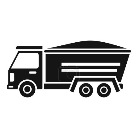 Dump truck silhouette icon in vector format with a simple and modern flat design, isolated on a white background. Perfect for transportation, construction, and industrialthemed projects